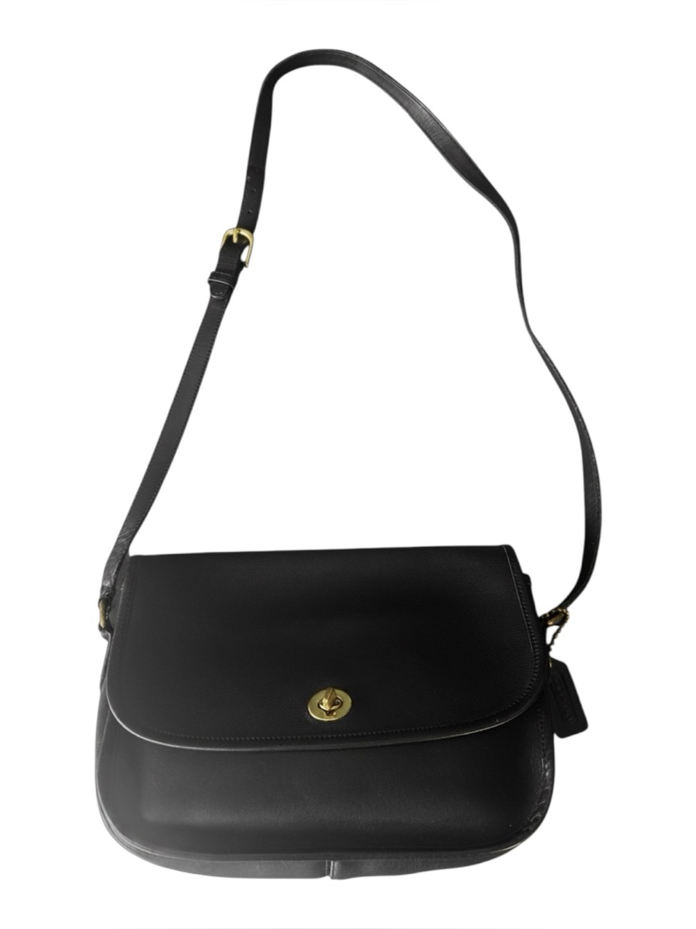 Vintage Coach Black Leather City Bag 9790 Turnlock Crossbody 1998